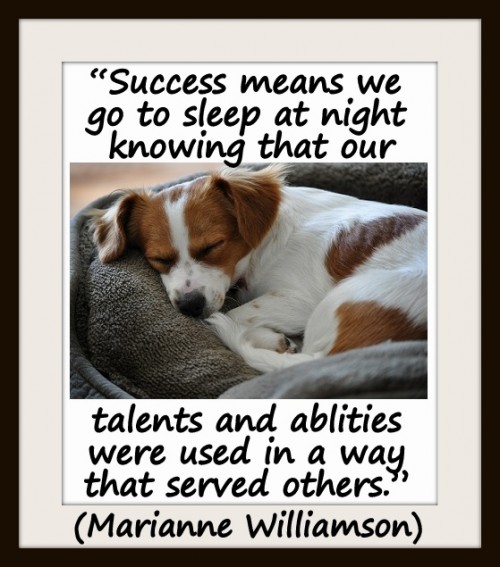Coaching Quote of the Day from Coaching Confidence, the coaching blog “Success means we go to sleep at night knowing that our talents and ablities were used in a way that served others.” (Marianne Williamson) 