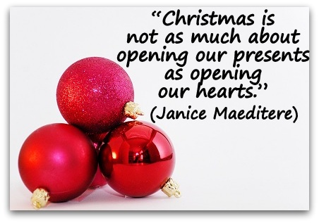 Christmas is not as much about opening our presents as opening our ...