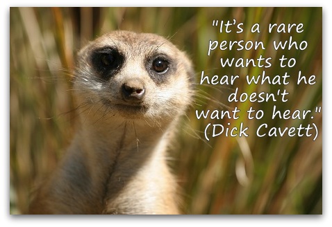 "It’s a rare person who wants to hear what he doesn't want to hear." (Dick Cavett) 