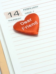 Image showing 14th February a Valentine day with heart symbol & message.