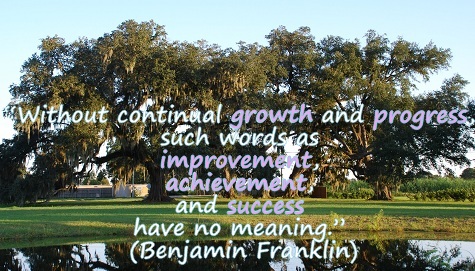 “Without continual growth and progress, such words as improvement, achievement, and success have no meaning.” Benjamin Franklin