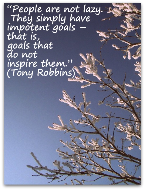 “People are not lazy. They simply have impotent goals – that is, goals that do not inspire them.” (Tony Robbins)