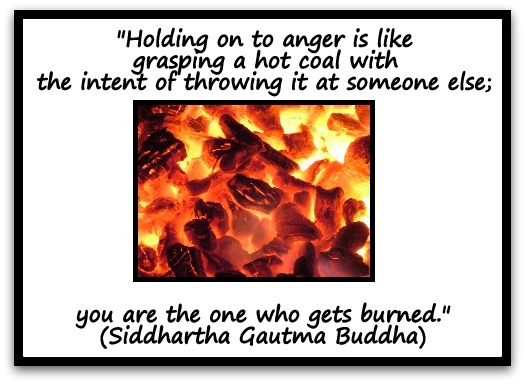 "Holding on to anger is like grasping a hot coal with the intent of throwing it at someone else; you are the one who gets burned." (Siddhartha Gautma Buddha)