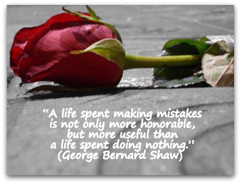 “A life spent making mistakes is not only more honorable, but more useful than a life spent doing nothing.” (George Bernard Shaw)