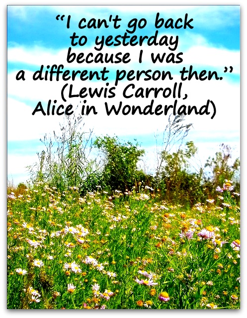 “I can't go back to yesterday because I was a different person then. ” (Lewis Carroll, Alice in Wonderland)