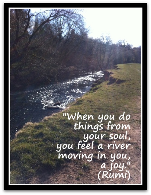 "When you do things from your soul, you feel a river moving in you, a joy." (Rumi)