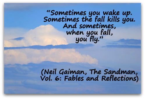 “Sometimes you wake up. Sometimes the fall kills you. And sometimes, when you fall, you fly.” (Neil Gaiman, The Sandman, Vol. 6: Fables and Reflections)