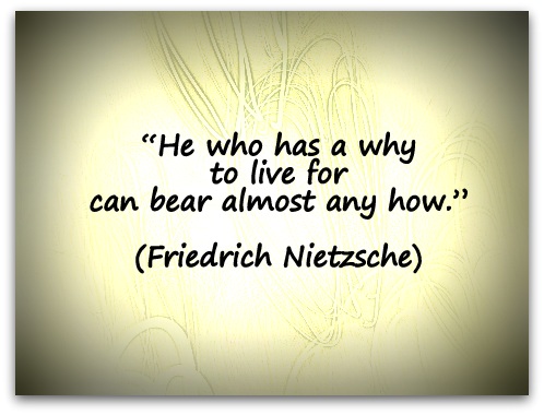 “He who has a why to live for can bear almost any how.” (Friedrich Nietzsche)