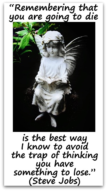 "Remembering that you are going to die is the best way I know to avoid the trap of thinking you have something to lose." (Steve Jobs)
