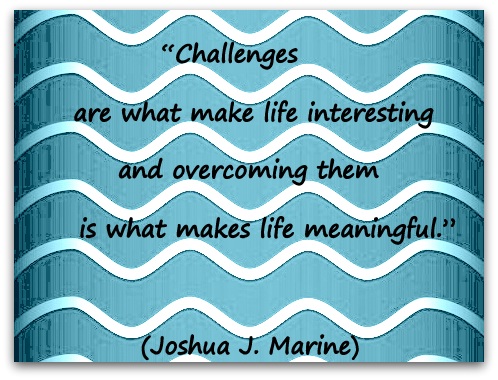 “Challenges are what make life interesting and overcoming them is what makes life meaningful.” (Joshua J. Marine)