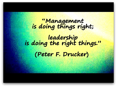 “Management is doing things right; leadership is doing the right things.” (Peter F. Drucker) 