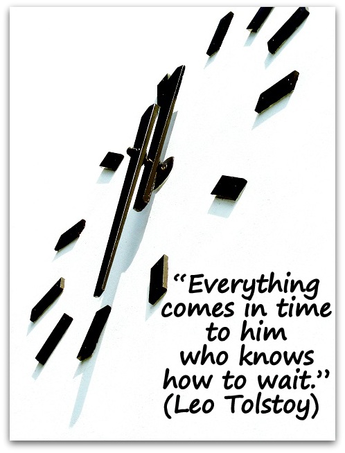“Everything comes in time to him who knows how to wait.” (Leo Tolstoy) 