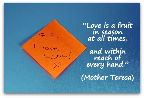 “Love is a fruit in season at all times, and within reach of every hand.” (Mother Teresa)
