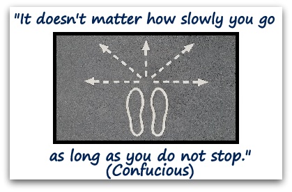 "It doesn't matter how slowly you go as long as you do not stop." (Confucious)