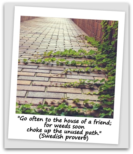"Go often to the house of a friend; for weeds soon choke up the unused path." (Swedish proverb)
