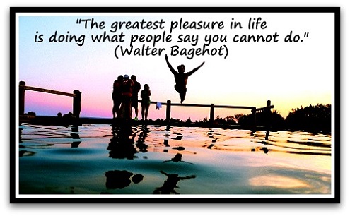 "The greatest pleasure in life is doing what people say you cannot do." (Walter Bagehot)