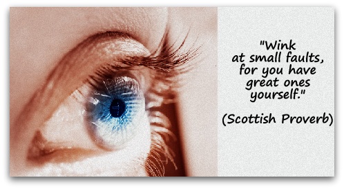 "Wink at small faults, for you have great ones yourself." (Scottish Proverb)