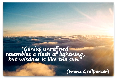 "Genius unrefined resembles a flash of lightning, but wisdom is like the sun." (Franz Grillparzer)