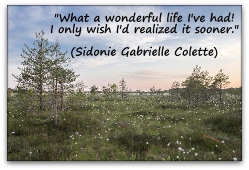 "What a wonderful life I've had! I only wish I'd realized it sooner." (Sidonie Gabrielle Colette)
