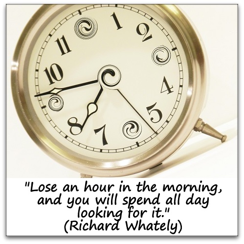 "Lose an hour in the morning, and you will spend all day looking for it." (Richard Whately)
