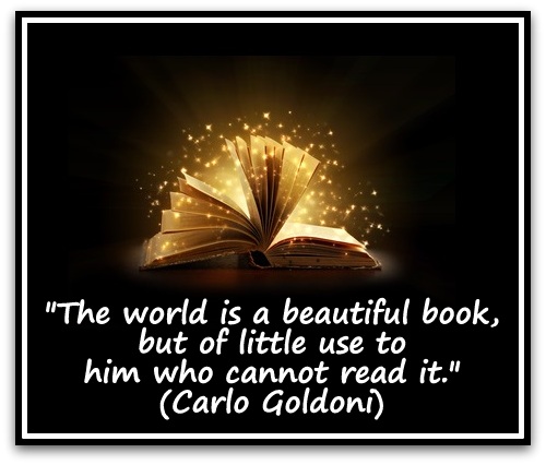 "The world is a beautiful book, but of little use to him who cannot read it." (Carlo Goldoni)