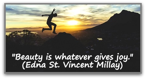 "Beauty is whatever gives joy." (Edna St. Vincent Millay)